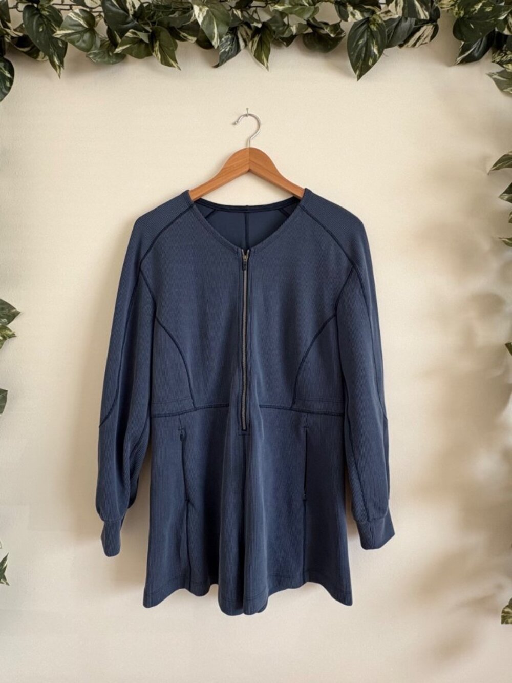 Lululemon Athletic Ribbed Softstreme Long Sleeve Romper True Navy Size 4